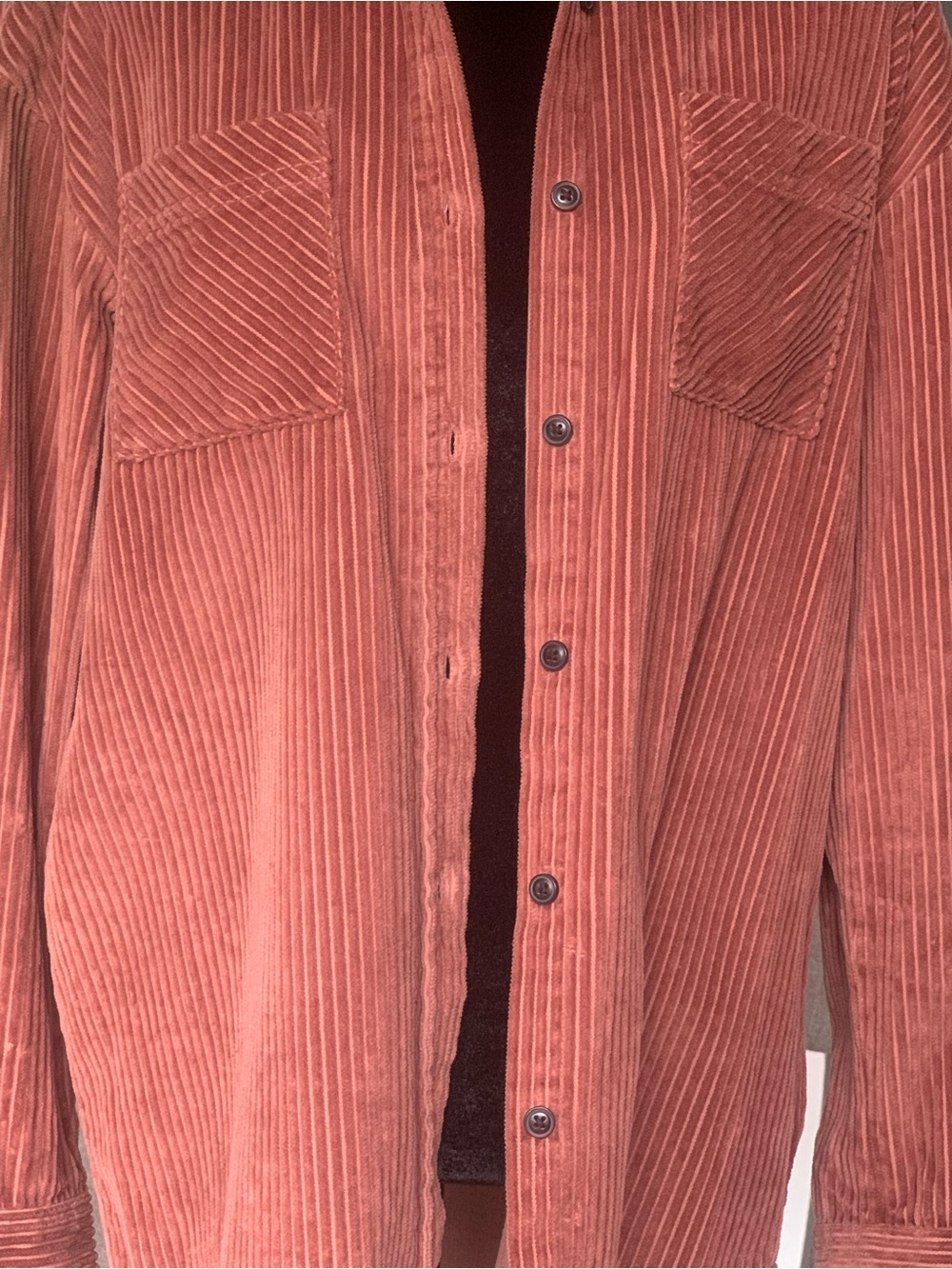 Wild Fable corduroy button down shirt/ shacket. Terracotta color size small - Picture 7 of 7